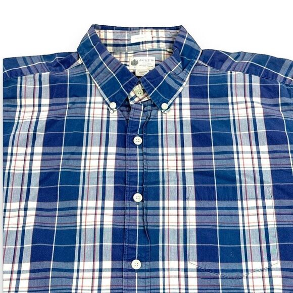 J. Crew Shirt Mens Size Large‎ L Blue Plaid Tailored Fit Long Sleeve Button Down - Picture 4 of 10